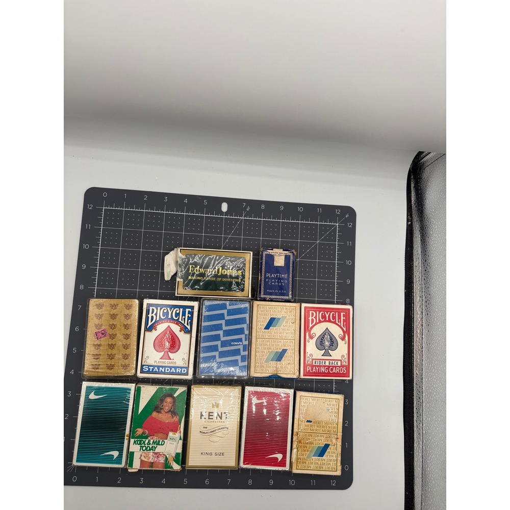 Vintage Playing Cards Lot Bicycle Kent Kool Edward Jones Merit Advertising Decks
